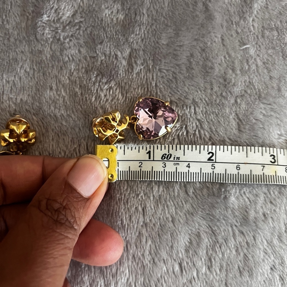 Tory Burch Gold and Pink Heart Earrings - Picture 4 of 8